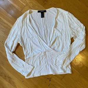 Forever 21 white ribbed crop top 3/4 sleeves